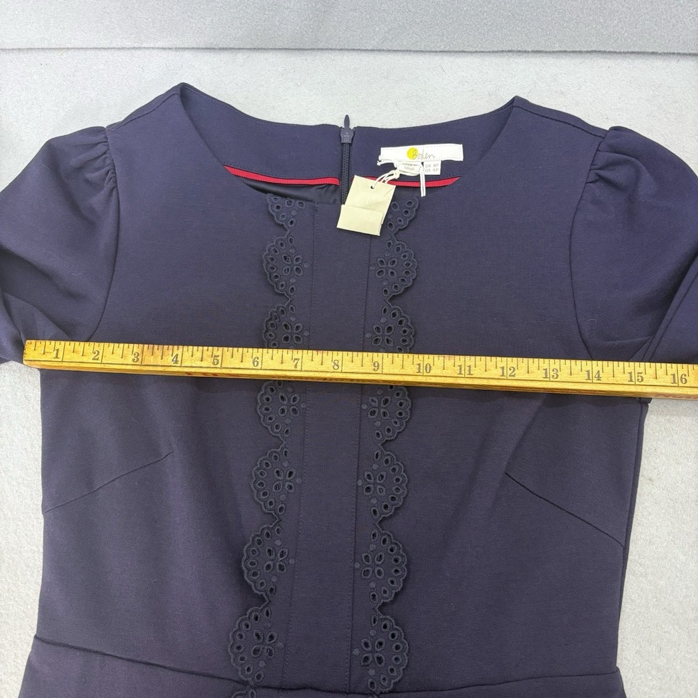 Boden Alexandra Ponte A-Line Sheath Dress Size 4 Petite Navy Blue Classic Career - Picture 10 of 15